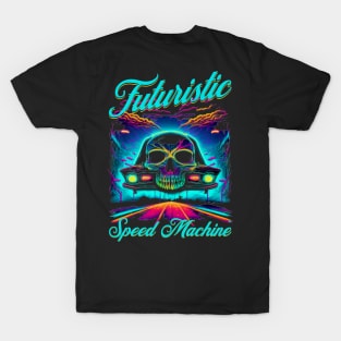 Futuristic Speed Machine Car Skull T-Shirt